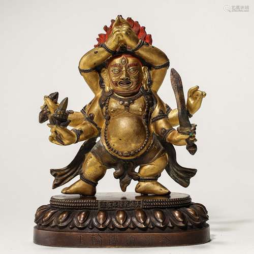 CHINESE QING DYNASTY QIANLONG PERIOD GILT BRONZE JIN GANGFO ...