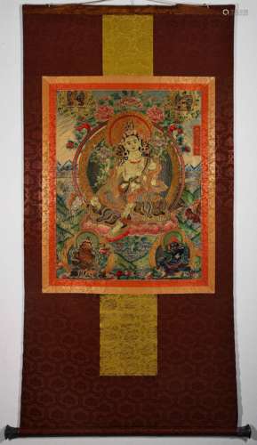 BROCADE THANGKA, XUANDE PERIOD, MING DYNASTY, CHINA