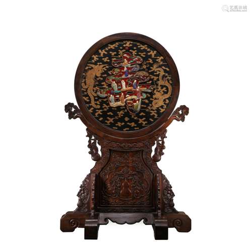 CHINESE QING DYNASTY PALACE ROSEWOOD SHOU WORD SCREEN