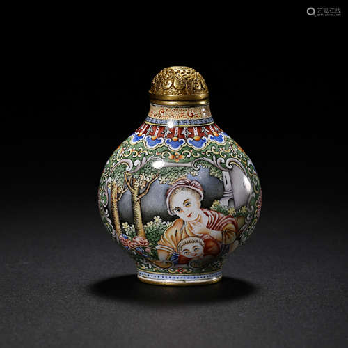 ENAMEL COLORED SNUFF BOTTLE FROM THE QING DYNASTY