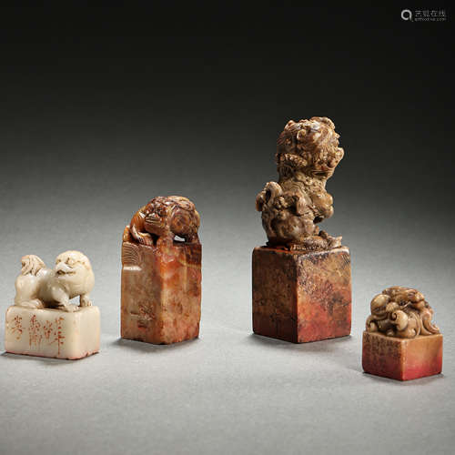 A SET OF CHINESE SHOUSHAN STONE SEALS, QING DYNASTY