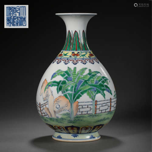 CHINESE COLORFUL SPRING VASE, QIANLONG PERIOD, QING DYNASTY