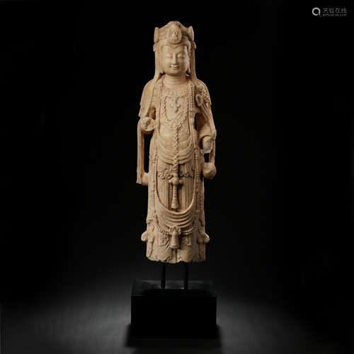 WHITE MARBLE GUANYIN STATUE, NORTHERN QI DYNASTY, CHINA