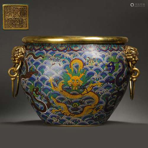 CHINESE QING DYNASTY QIANLONG PERIOD CLOISONNE DRAGON PATTER...