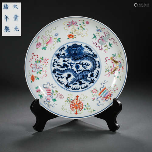 DRAGON PLATE, GUANGXU PERIOD, QING DYNASTY, CHINA