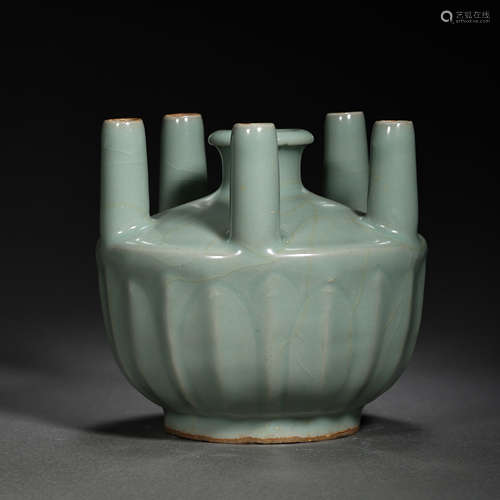 LONGQUAN WARE FIVE-TUBE BOTTLE, SOUTHERN SONG DYNASTY, CHINA