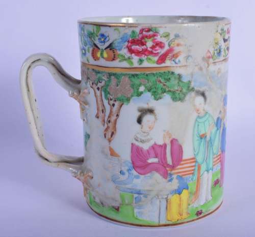 A MID 19TH CENTURY CHINESE CANTON FAMILLE ROSE PORCELAIN TAN...
