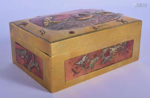 A 19TH CENTURY JAPANESE MEIJI PERIOD MIXED METAL BOX AND COV...