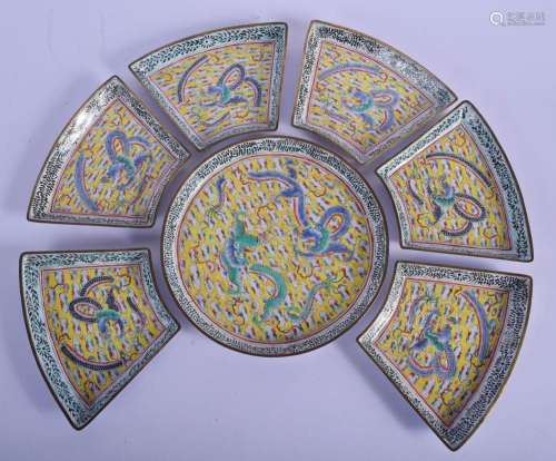 A 19TH CENTURY CHINESE CANTON ENAMEL HORDEVRES SET Qing, pai...