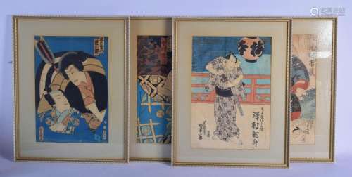 FOUR 19TH CENTURY JAPANESE MEIJI PERIOD WOODBLOCK PRINTS in ...