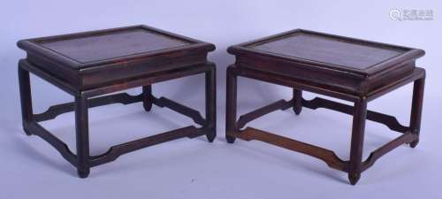 A PAIR OF EARLY 20TH CENTURY CHINESE HARDWOOD SQUARE FORM ST...