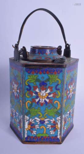 AN EARLY 20TH CENTURY CHINESE CLOISONNÉ ENAMEL TEAPOT AND CO...