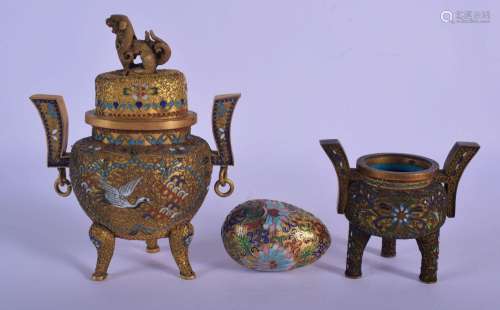AN EARLY 20TH CENTURY CHINESE GILT METAL ENAMELLED CENSER AN...