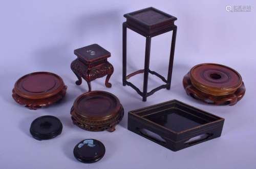 A GROUP OF VINTAGE CHINESE HARDWOOD STANDS Late Qing, togeth...