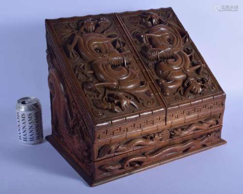 A RARE LARGE 19TH CENTURY BURMESE CARVED WOOD DESK CABINET d...