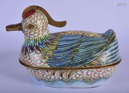 AN EARLY 20TH CENTURY CHINESE CANTON ENAMEL DUCK CENSER AND ...