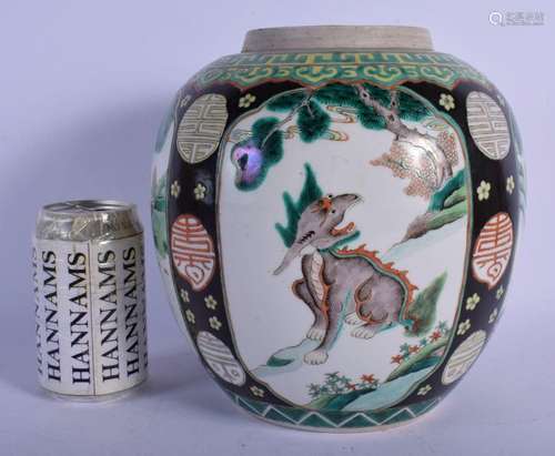 A 19TH CENTURY CHINESE FAMILLE NOIRE VERTE PORCELAIN GINGER ...