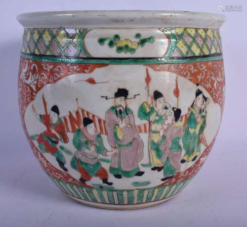 A 19TH CENTURY CHINESE FAMILLE VERTE PORCELAIN JARDINIERE Ka...