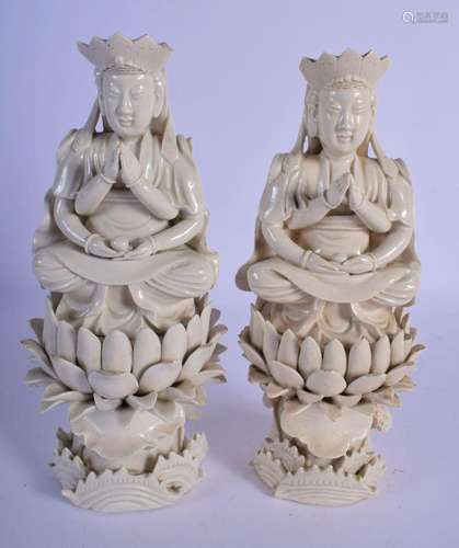 A RARE PAIR OF CHINESE QING DYNASTY BLANC DE CHINE PORCELAIN...