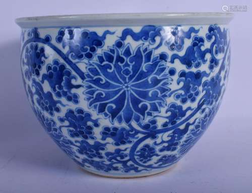 A CHINESE QING DYNASTY BLUE AND WHITE PORCELAIN JARDINIERE K...