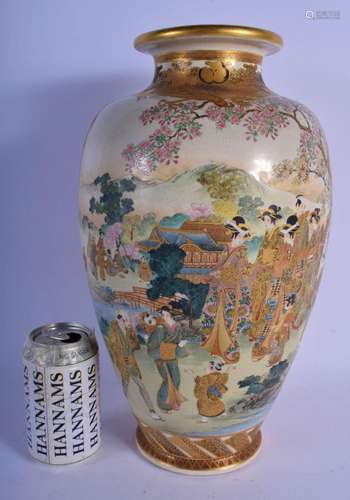 A LARGE LATE 19TH CENTURY JAPANESE MEIJI PERIOD SATSUMA VASE...