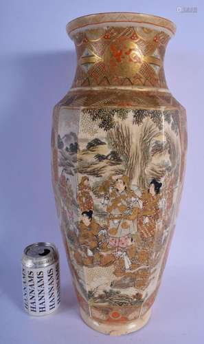 A LARGE 19TH CENTURY JAPANESE MEIJI PERIOD SATSUMA VASE pain...