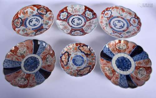 SIX 19TH CENTURY JAPANESE MEIJI PERIOD IMARI PLATES. Largest...