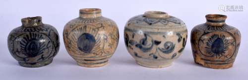 FOUR 17TH CENTURY CHINESE BLUE AND WHITE JARS Ming, painted ...