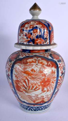 A 19TH CENTURY JAPANESE MEIJI PERIOD IMARI VASE AND COVER pa...