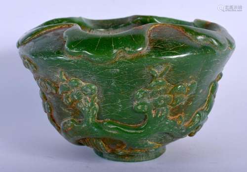 A CHINESE GREEN JADE TYPE JADE BRUSH WASHER 20th Century. 13...