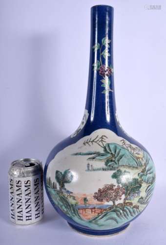 A 19TH CENTURY CHINESE POWDER BLUE GROUND PORCELAIN VASE bea...