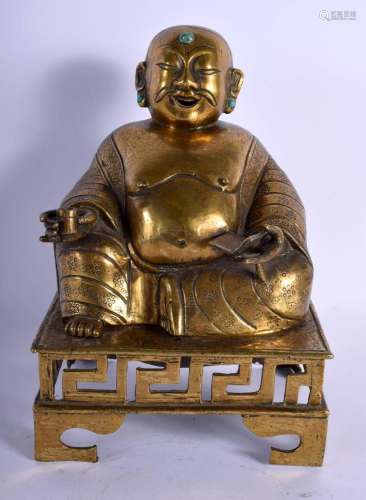 AN 18TH/19TH CENTURY CHINESE BRONZE BUDDHISTIC CENSER AND CO...