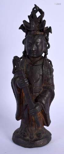 A 17TH CENTURY CHINESE POLYCHROMED BRONZE FIGURE OF A BUDDHI...