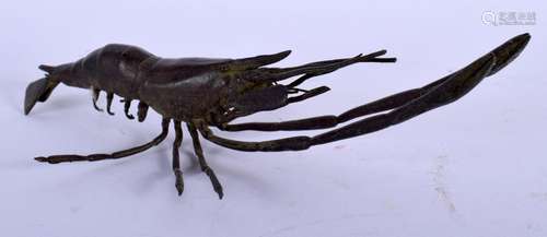 A JAPANESE BRONZE CRAYFISH OKIMONO. 11.5 cm long.