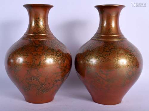 A CHARMING PAIR OF JAPANESE TAISHO PERIOD BRONZE VASES with ...