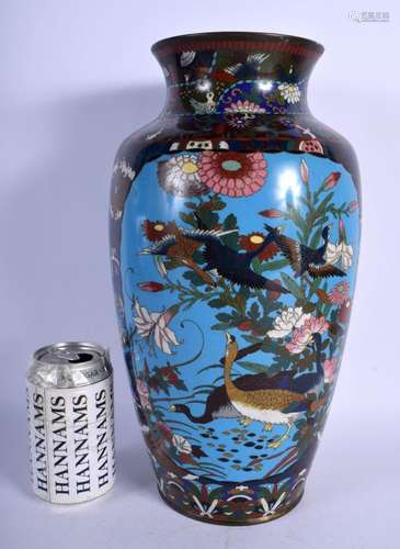 A LARGE EARLY 20TH CENTURY JAPANESE MEIJI PERIOD CLOISONNÉ E...