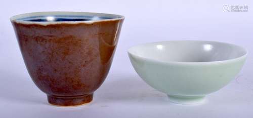 A CHINESE CELADON TEABOWL 20th Century, together with a Qian...