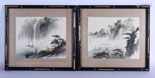 A PAIR OF CHINESE WATERCOLOURS 20th Century. 36 cm x 32 cm o...