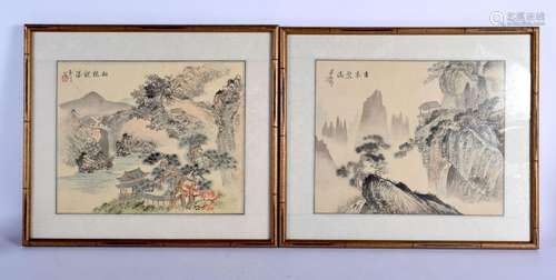 A PAIR OF CHINESE WATERCOLOURS 20th Century. 36 cm x 32 cm o...