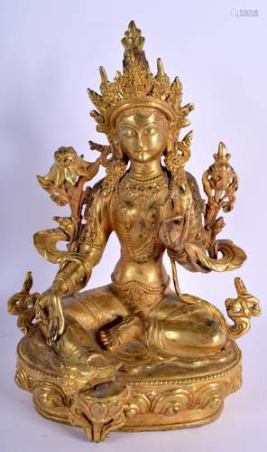 A CHINESE TIBETAN GILT BRONZE FIGURE OF AMITAYUS 20th Centur...