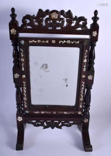 A 19TH CENTURY CHINESE HARDWOOD SWINGING TABLE MIRROR Qing. ...