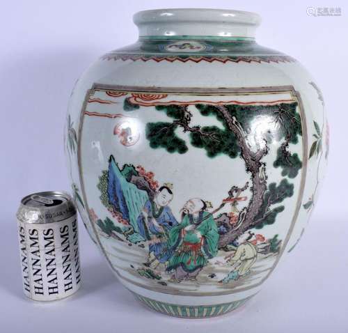 A LARGE 19TH CENTURY CHINESE FAMILLE VERTE PORCELAIN VASE Ka...