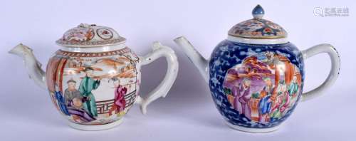 TWO 18TH CENTURY CHINESE EXPORT TEAPOTS AND COVERS Qianlong,...