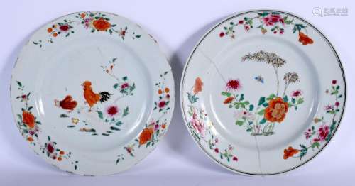 TWO 18TH CENTURY CHINESE EXPORT FAMILLE ROSE PLATES Qianlong...