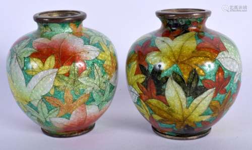 A PAIR OF EARLY 20TH CENTURY JAPANESE MEIJI PERIOD CLOISONNÉ...