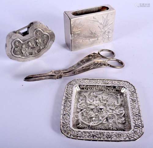 A RARE LATE 19TH CENTURY CHINESE EXPORT SILVER MATCHBOX HOLD...