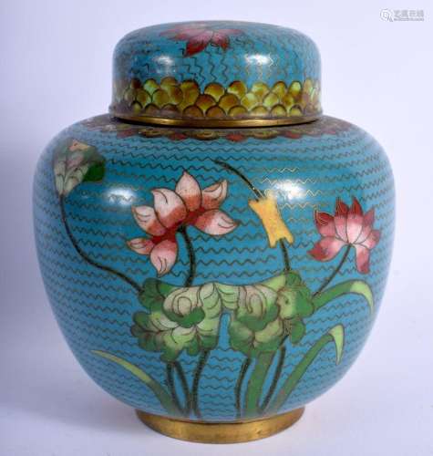 AN EARLY 20TH CENTURY CHINESE CLOISONNÉ ENAMEL JAR AND COVER...