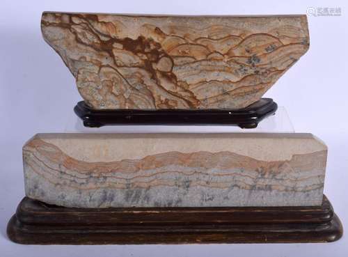 TWO LARGE CHINESE CARVED SCHOLARS STONE MOUNTAINS 20th Centu...