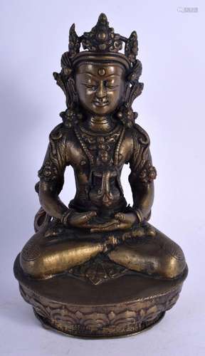 A 19TH CENTURY CHINESE TIBETAN BRONZE FIGURE OF A BUDDHA Qin...