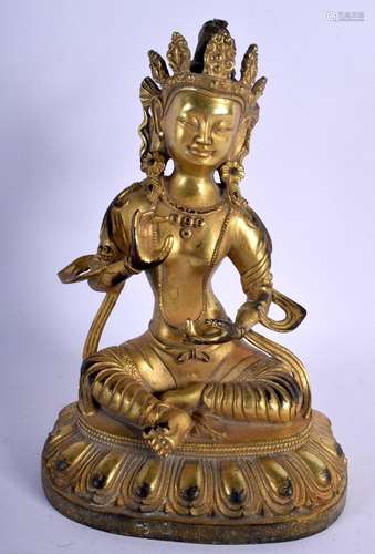 A CHINESE TIBETAN GILT BRONZE FIGURE OF A BUDDHA 20th Centur...